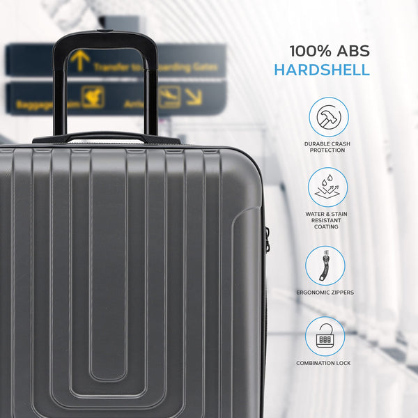 Flight Knight Premium Lightweight Suitcase - Built-in TSA Lock - 8 Spinner Wheels - ABS Hard Shell Check in Highly Durable Luggage - Medium - 67x45x26cm