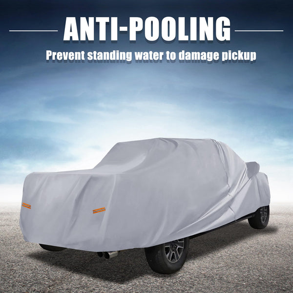 X AUTOHAUX All-Weather Pickup Truck Cover for Toyota Tacoma Crew Cab Pickup 4 Door 6.1 Feet Bed (2005-2021) - Waterproof, UV-Resistant, and Windproof with Left Door Zipper, 190T PU Material