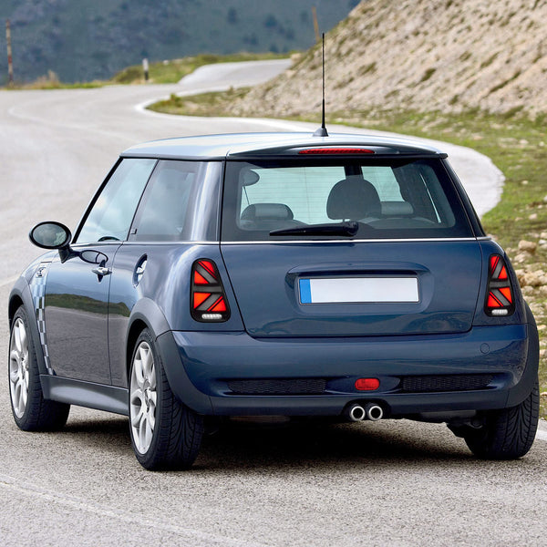 VLAND LED Rear Lights Compatible with Mini Cooper R50 R52 R53 2001-2006 1st Gen Hatch/Convertible, Union Jack Tail Lights w/Startup Dynamic Display & Sequential Indicator, 1 Set (Red)