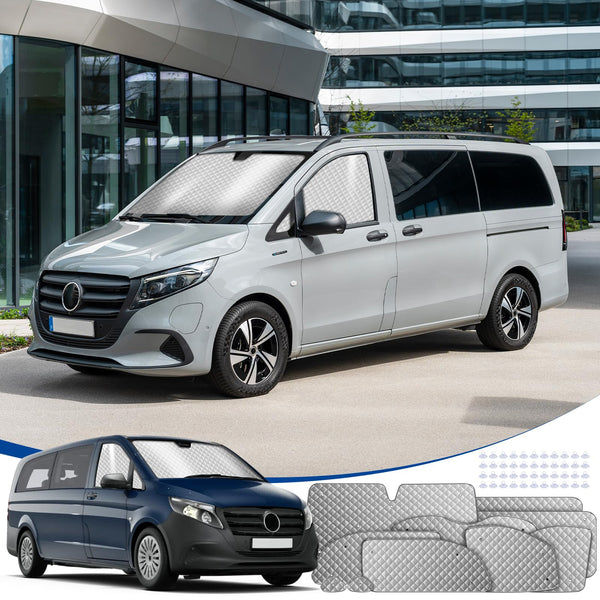 MaxAwe 8Pcs Internal Thermal Blind Set Fits for VW T5/T6 LWB, Luxury Sunshade Wrap Cover Kit, Window Front Screen Cover, Summer Uv Sun Blind & Winter Insulation Cover for VW Campervans & Motorhome