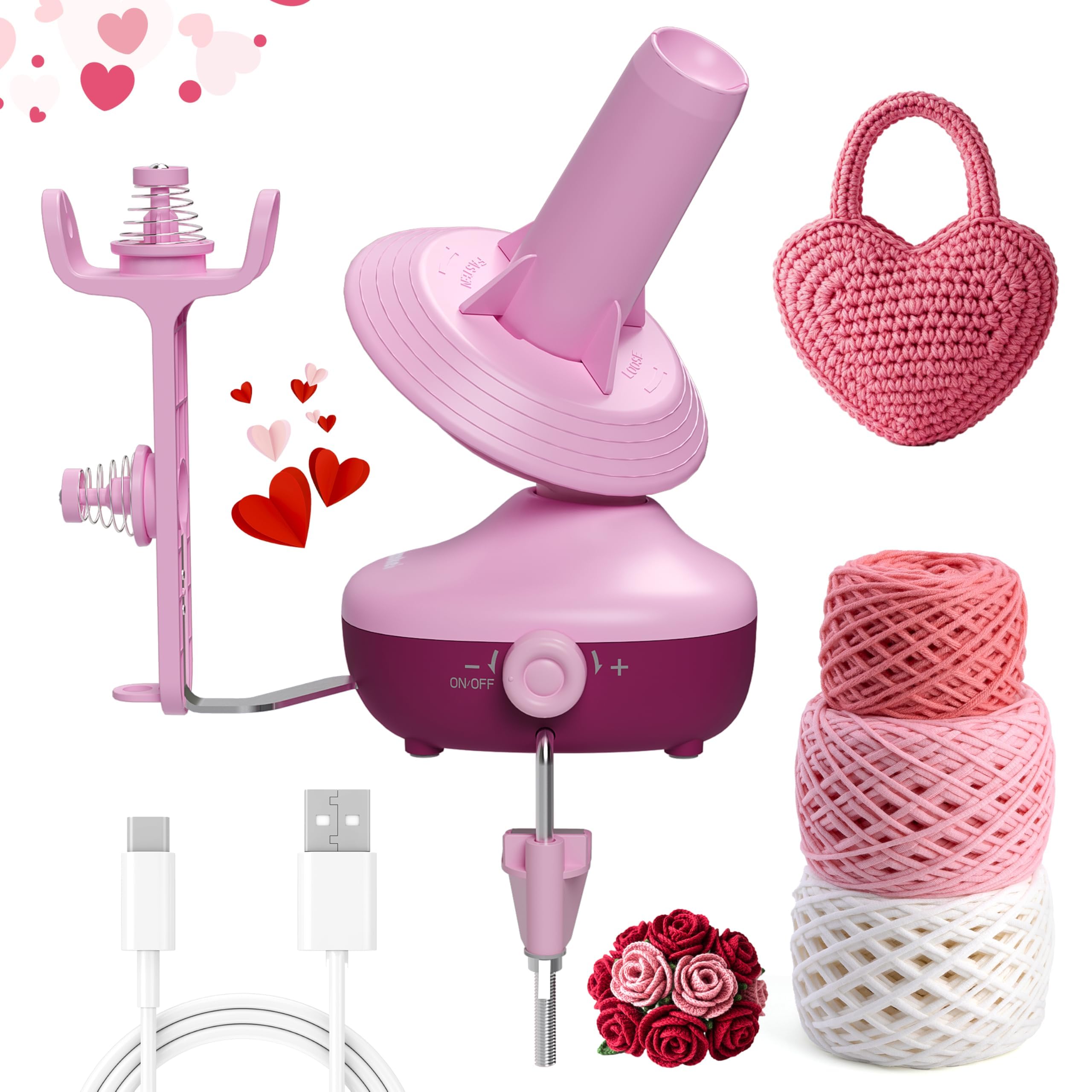 Etcokei Yarn Winder, Electric Wool Winder for Crocheting, Compact Yarn Cake Winder with Strong Tension Stepless Speed, Automatic Yarn Ball Winder Yarn