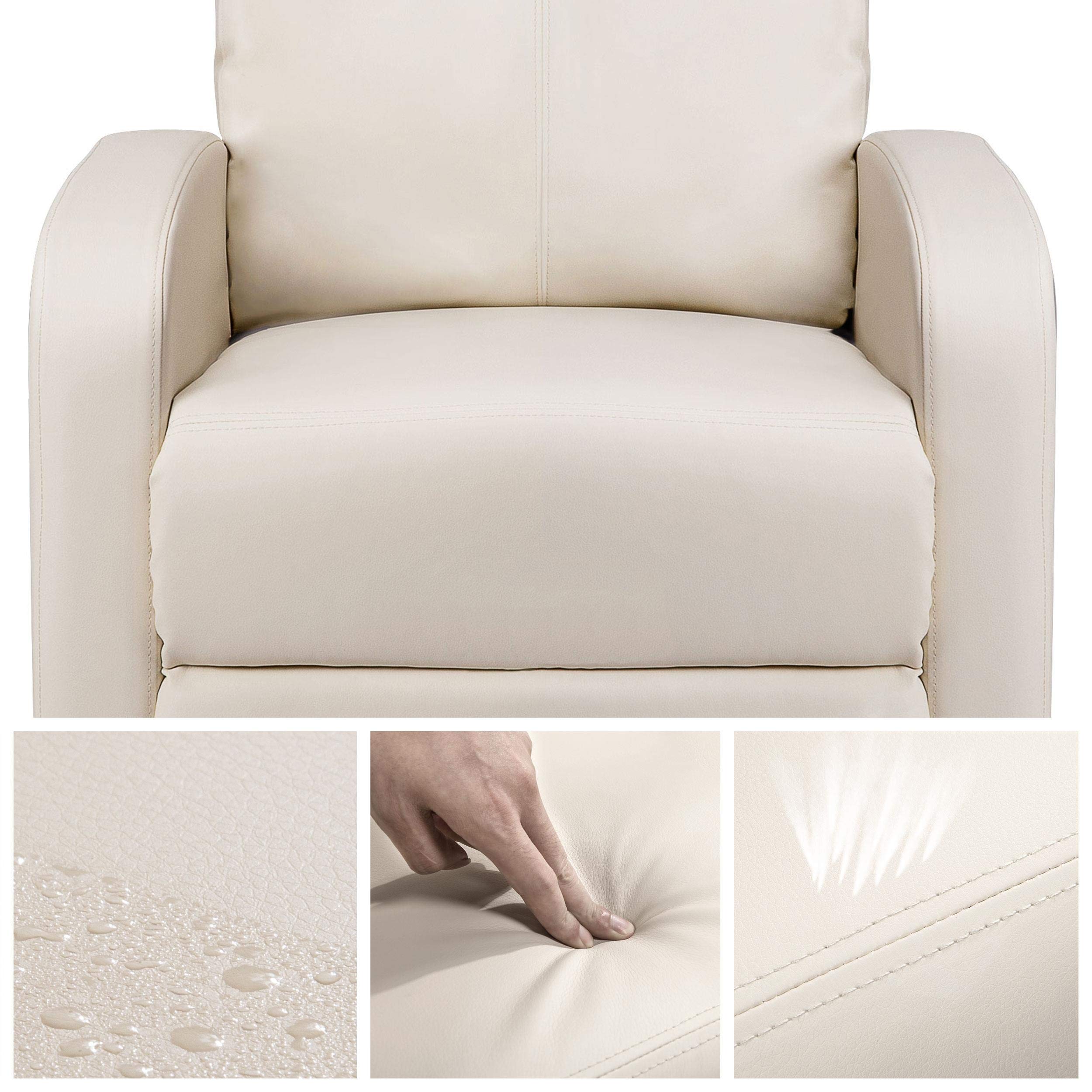 Yaheetech Recliner Armchair Single Padded Seat Boucle Fabric Sofa Lounge Home Living Room Theater Adjustable Leg Rest and Reclining Functions Ivory