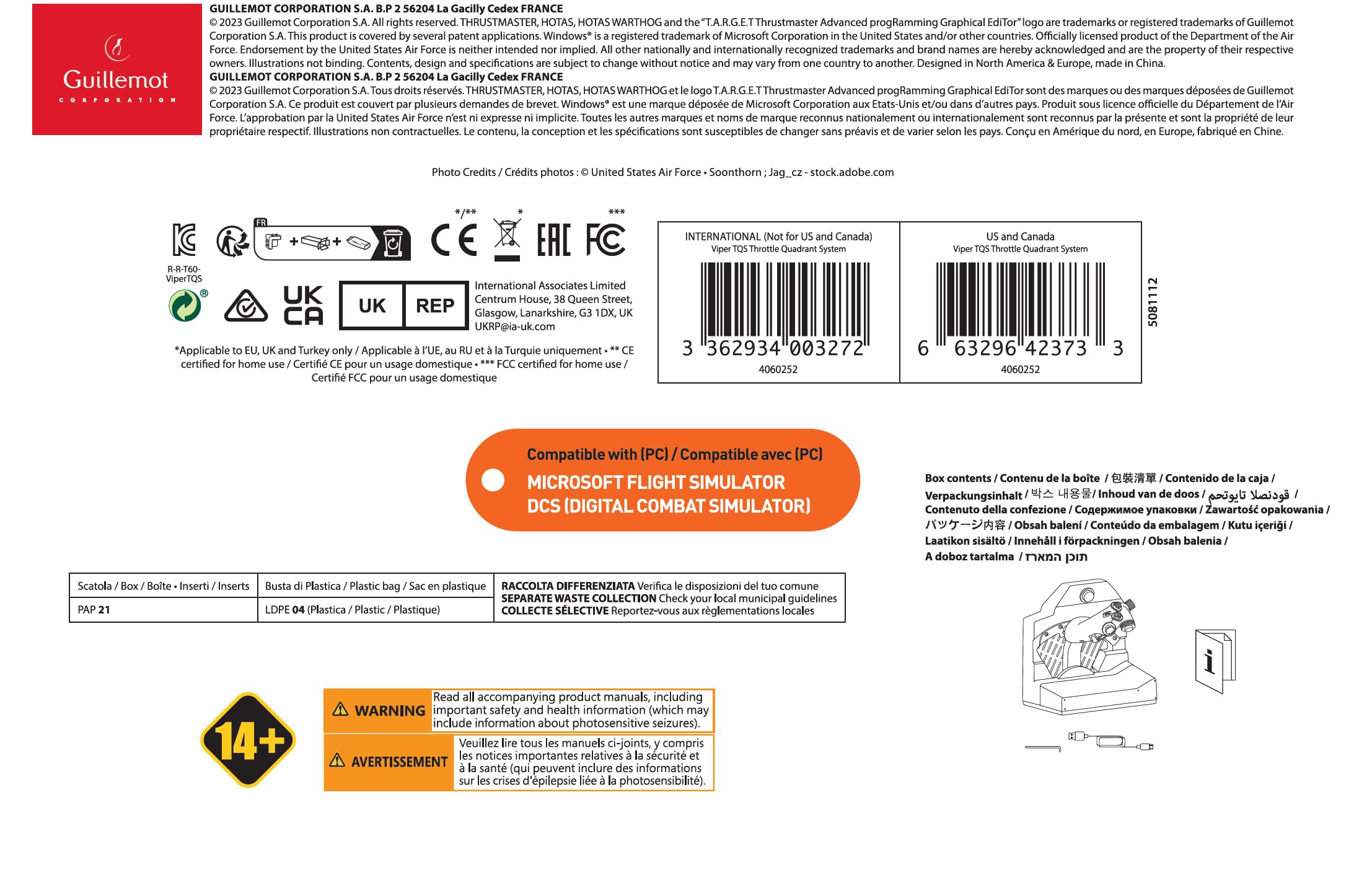 Thrustmaster Viper TQS Mission Pack for PC, Metal Throttle Quadrant System, Throttle and Control Panel Included, Hall Effect Precision, 64 Action Buttons, 6 Axes, Licensed by the U.S. Air Force