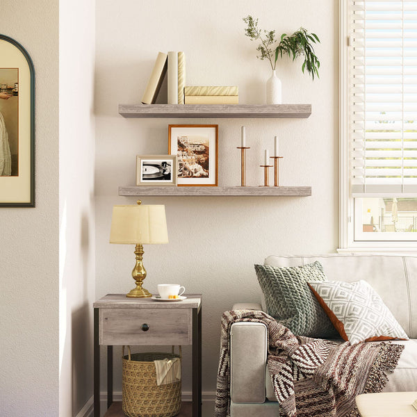 HOOBRO Floating Shelves, Wall Shelves Set of 2, Wall Mounted Shelves, 80 cm, Wall Display Racks, Decorative Hanging Shelf, Wooden Shelves, for