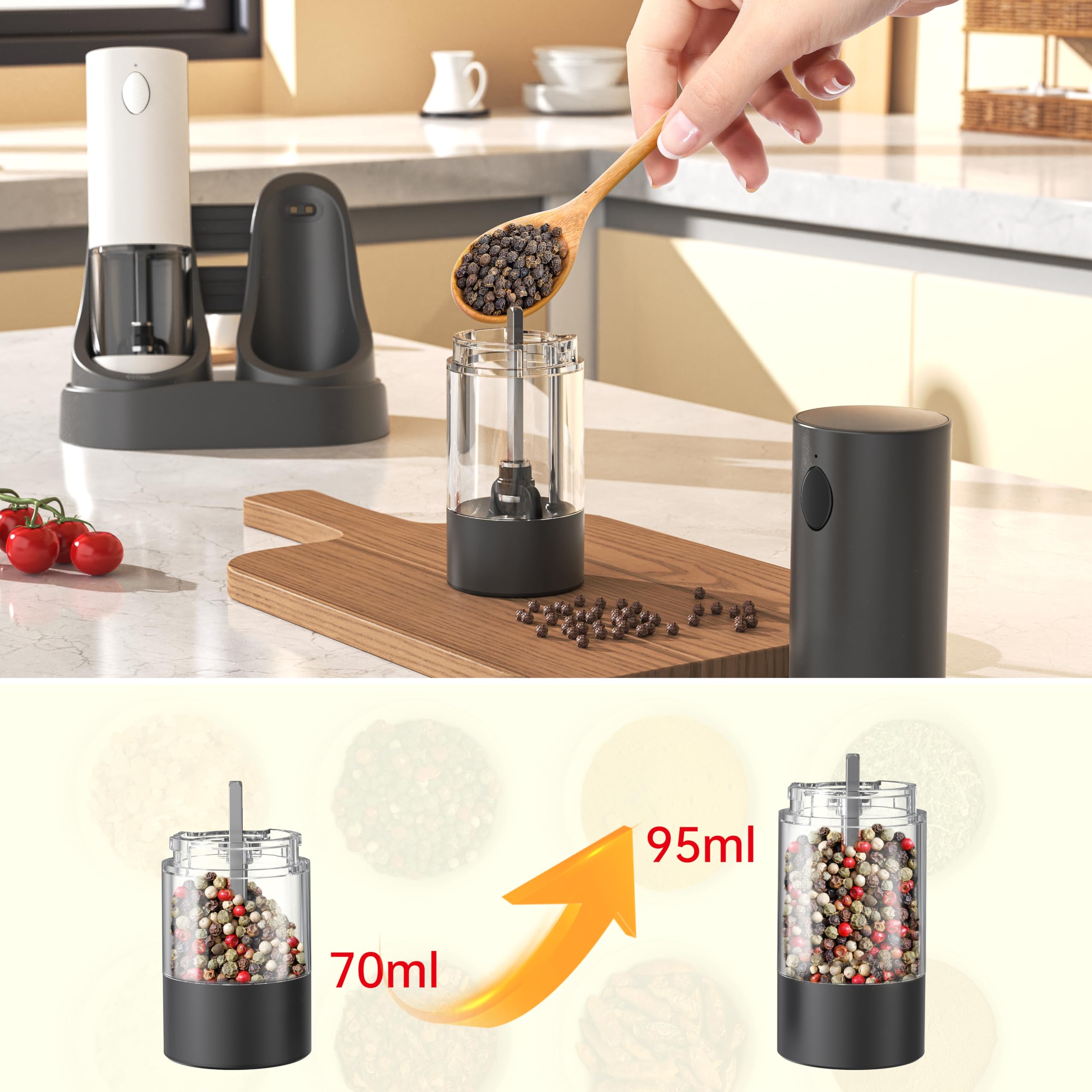 Salt and Pepper Grinder Set, Adjustable Coarseness Salt Shakers, Premium Ceramic Glass Body Salt and Pepper Mills [Without Spice Content]