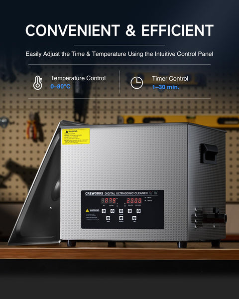 CREWORKS 6L Digital Ultrasonic Cleaner, 1.6 gal. Ultrasonic Cleaning Machine with Degas & Gentle Modes, 180W Professional Ultrasound Cleaner with 300W Heater and Timer for Glasses