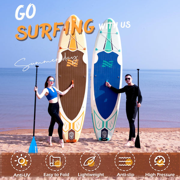 Baudelio Paddle Board, Inflatable Stand UP Paddle Board, 11’x 34”x 6” Paddle Board with Backpack, Hand Pump, Storage Bag, Phone Case, Ultra-Light Paddle Board for Adults