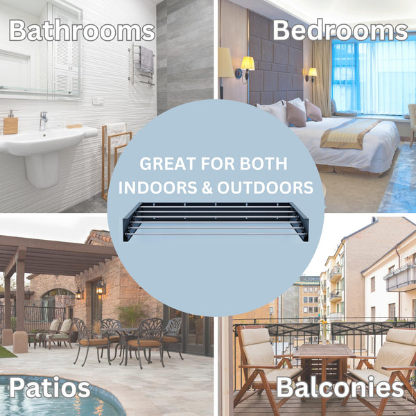 Hot Flow Glide Foldable Wall Mounted Clothes Rack, Retractable Clothes Drying Rack. Sleek Design With 5 x 70cm Rods For 3.5m Of Hanging Line. Perfect