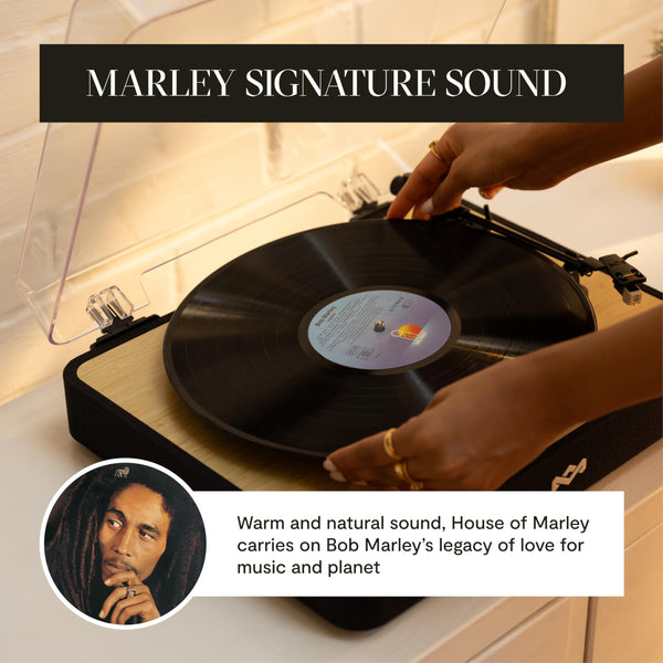 House of Marley Revolution Wireless Turntable - Bluetooth Record Player, 3-Speed Sustainably Made Vinyl Player, Easy Set Up Home Turntables for Vinyl Records with Dust Cover, Audio-Technica Cartridge