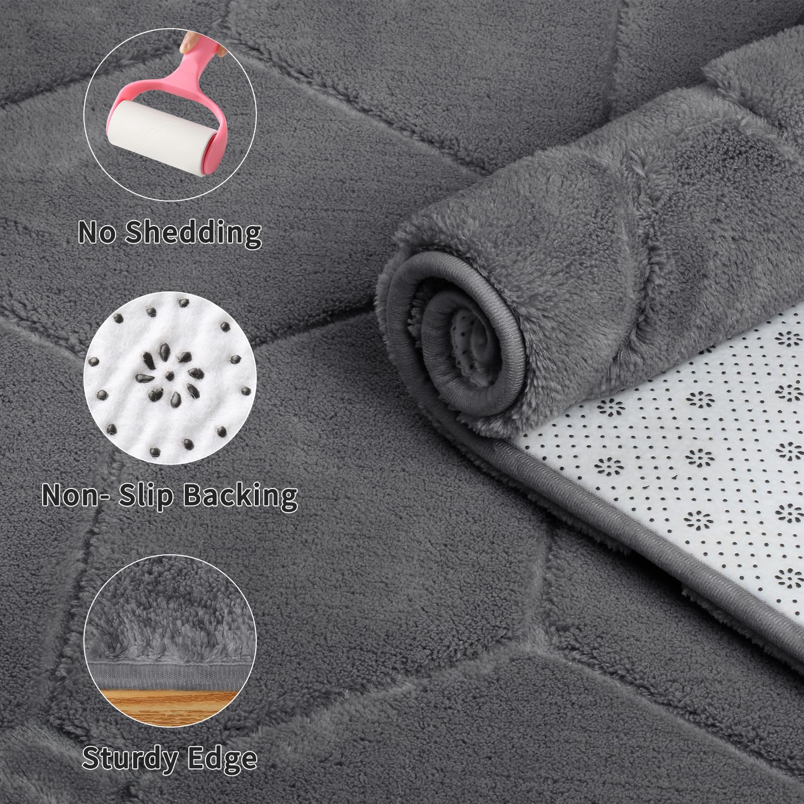 Sour Lemon Rugs Living Room 200x290, 3D Grey Area Rugs for Bedroom, Extra Large Rugs for living room, Machine Washable Anti Slip Fluffy Rug Shaggy Rug