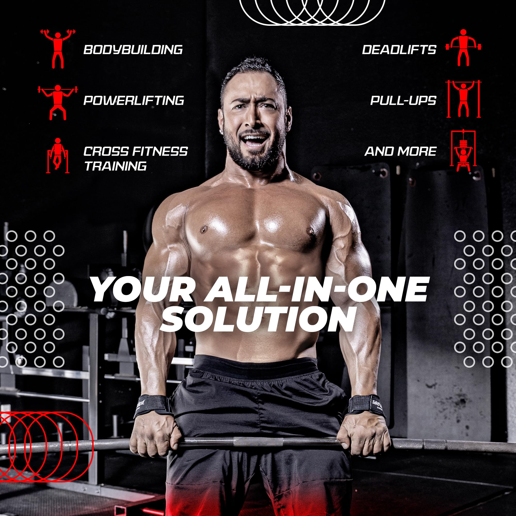 JerkFit Death Grips Pair - Premium Lifting Straps, Car Tire Grade Rubber PVC Wrist Straps for Shrugs, Pull Ups - Weight Lifting Straps with Neoprene