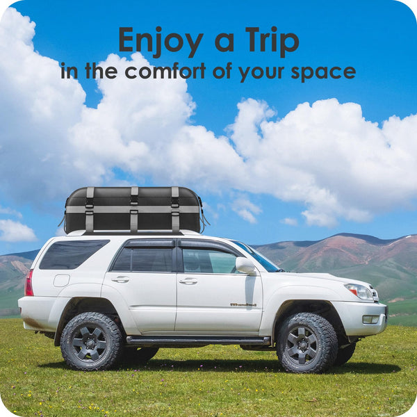 Rymopuey Roof Bag 15 Cubic/425 L, Waterproof Car Roof Bag No Rack Needed, Roof Box with Anti-Slip Mat and 6 Heavy-Duty Straps, Folding Soft Car Roof Box for Cars with/Without Rack (Blue 425 L)