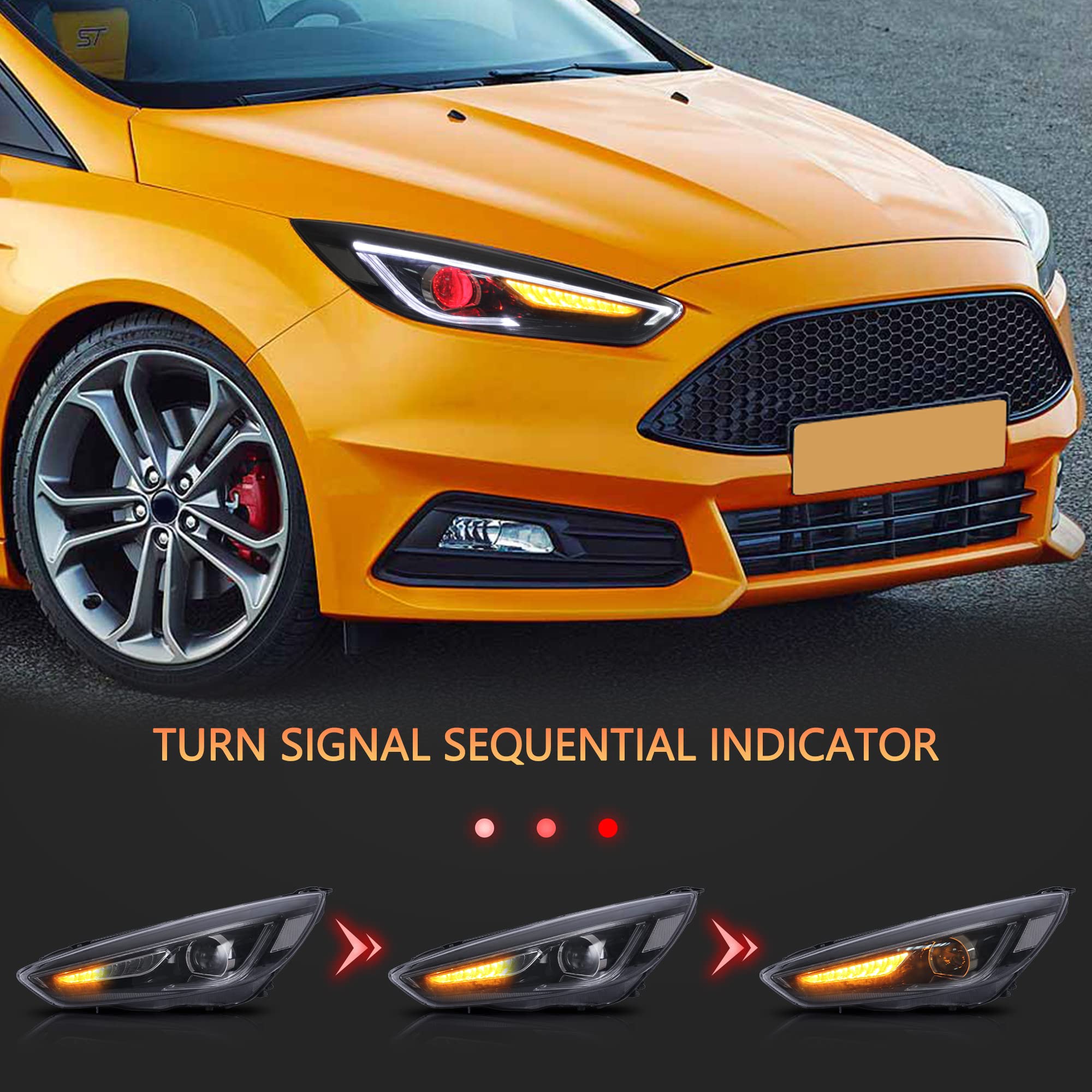 VLAND Headlights for Focus MK3 ST RS 2015-2018 Front Lights (Q5 Lens)