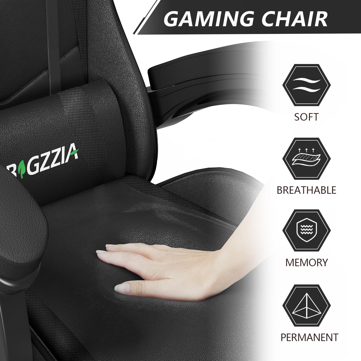 Racingreat Gaming Chair with Led Lights, Video Game Chair, Ergonomic RGB Gaming Chair for Adults, Height Adjustable Reclining Computer Chair with Headrest and Lumbar Support (With RGB, Black)