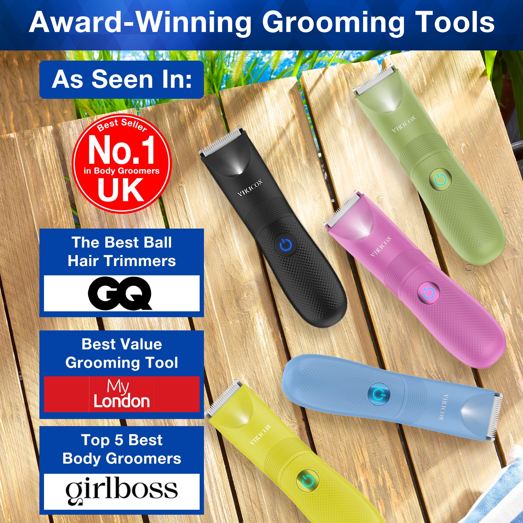 Manscape Trimmer for Men, VIKICON Pubic/Body Hair Trimmer, Electric Ball Trimmer for Private Parts, IPX7 Waterproof Body Goomer Shavers, USB-C Charging, Gifts for Men, New HT871