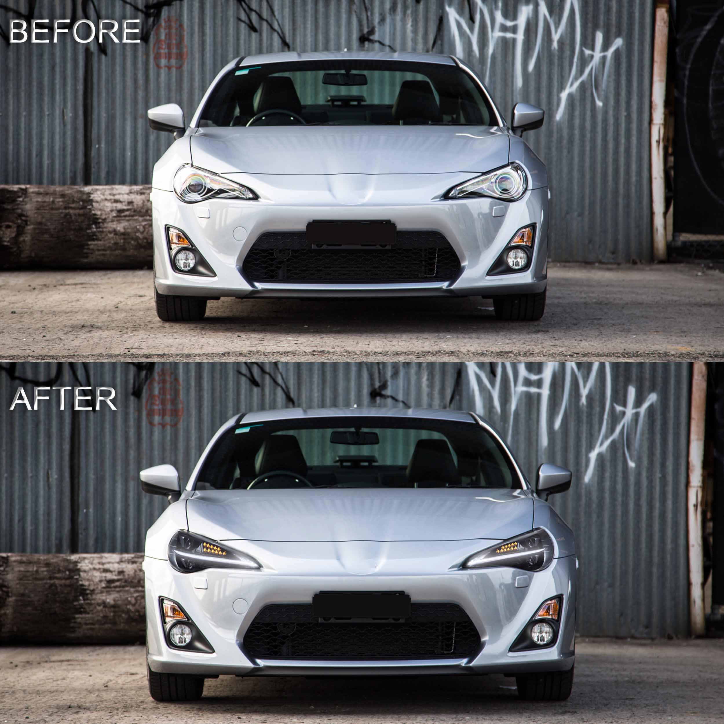 VLAND LED Tail Lights Compatible with Toyota 86 GT86 2012-2020/Subaru BRZ 2013-2020/Scion FR-S 2013-2020, Full LED Rear Light with Sequential Indicator, Red White Lens