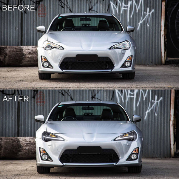 VLAND LED Tail Lights Compatible with Toyota 86 GT86 2012-2020/Subaru BRZ 2013-2020/Scion FR-S 2013-2020, Full LED Rear Light with Sequential Indicator, Red White Lens