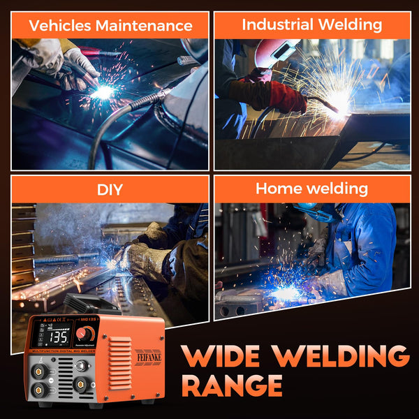 FEIFANKE MIG Welders 240V 250A 6 in 1 Without Gas MIG/Gas MIG/MMA/Lift TIG/Spot Welding/Single Pulse MIG Welding Machine IGBT Inverter Gasless MIG Welders with Fast Wire Feed Gas Test