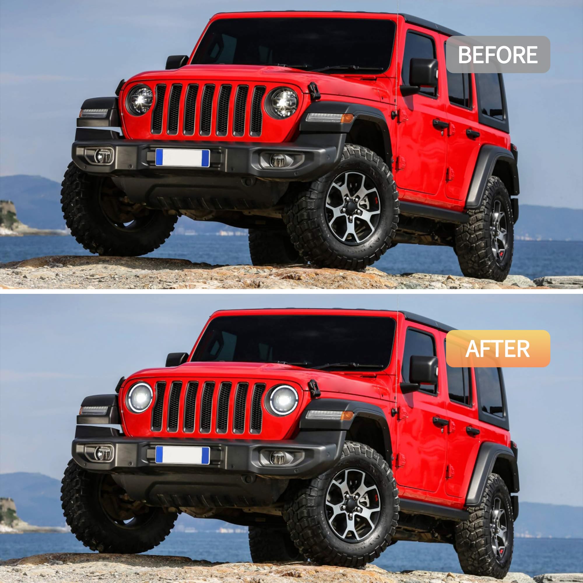 VLAND Motor 9 Inch LED Headlights compatible with 2018-2023 Wrangler JL/JLU Rubicon, Sport, Sport S, Sahara [Not fit JK], w/Startup dynamic display, 1 set for RHD