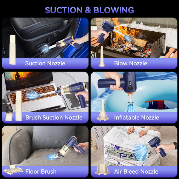 Handheld Car Vacuum Cleaner, 15000Pa Powerful Vacuum Cleaner Cordless, 3 in 1 Lightweight Vacuum & Blower Dust Buster, LED Display, USB Rechargeable Mini Cleaner for Car, Home and Pet Hair Cleaning