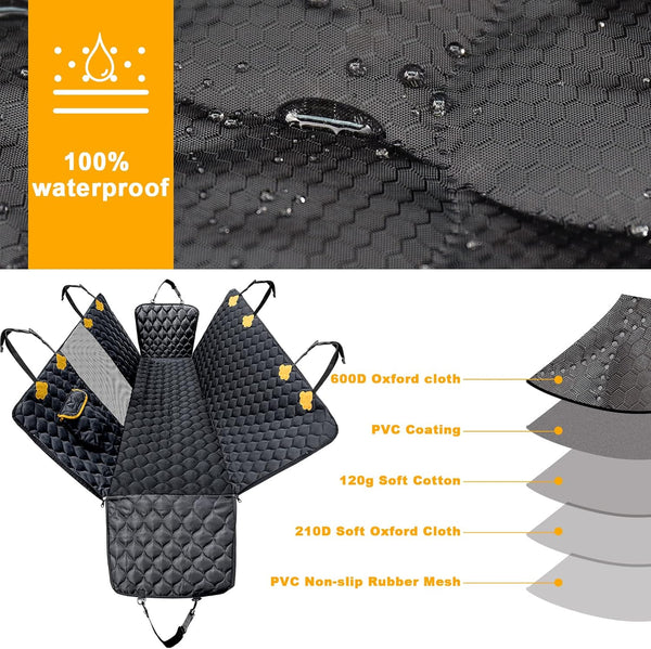 Wikoan Dog Hammock for Car Back Seat With Mesh Visual Window and Side Protection Dogs Car Seat Cover SUV Boot Durable Waterproof Scratch Proof Pet Back Seat Protector With Storage Bag