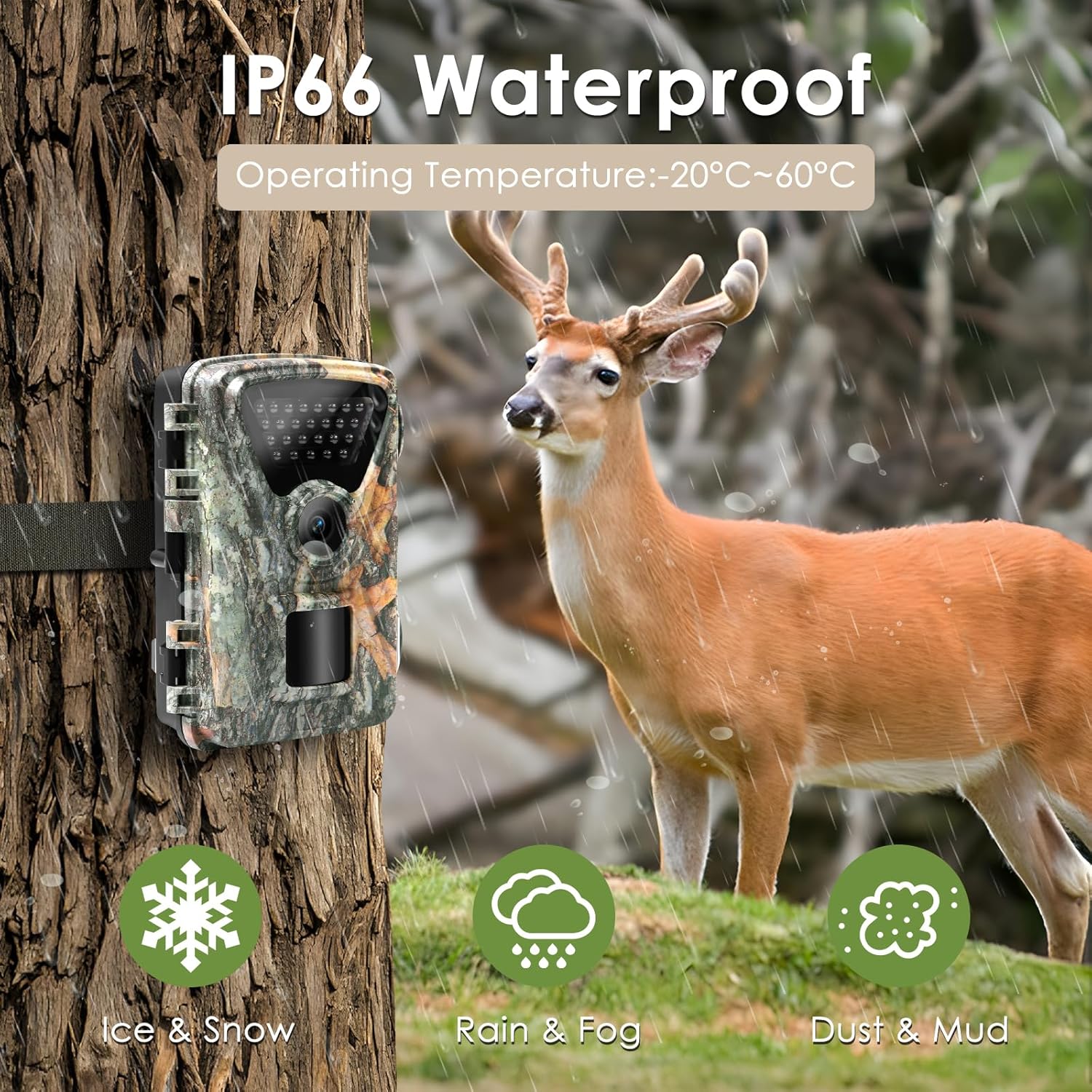 MAXDONE Wildlife Camera 4K 48MP Trail Camera, 850nm IR LEDs Night Vision Motion Activated Trail Cam IP66 Waterproof 0.2s Trigger Time Garden Camera with 32GB SD Card for Wildlife Monitoring