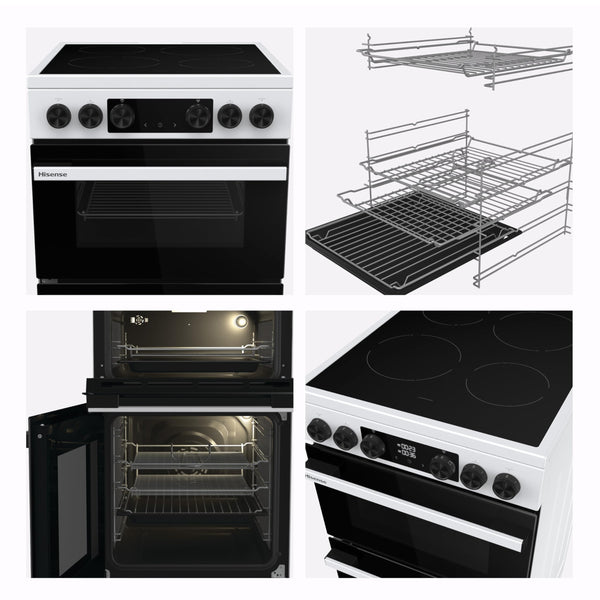 Hisense HDE3211BBUK 60cm Electric Cooker with Ceramic Hob-Black , A Rated Double Oven