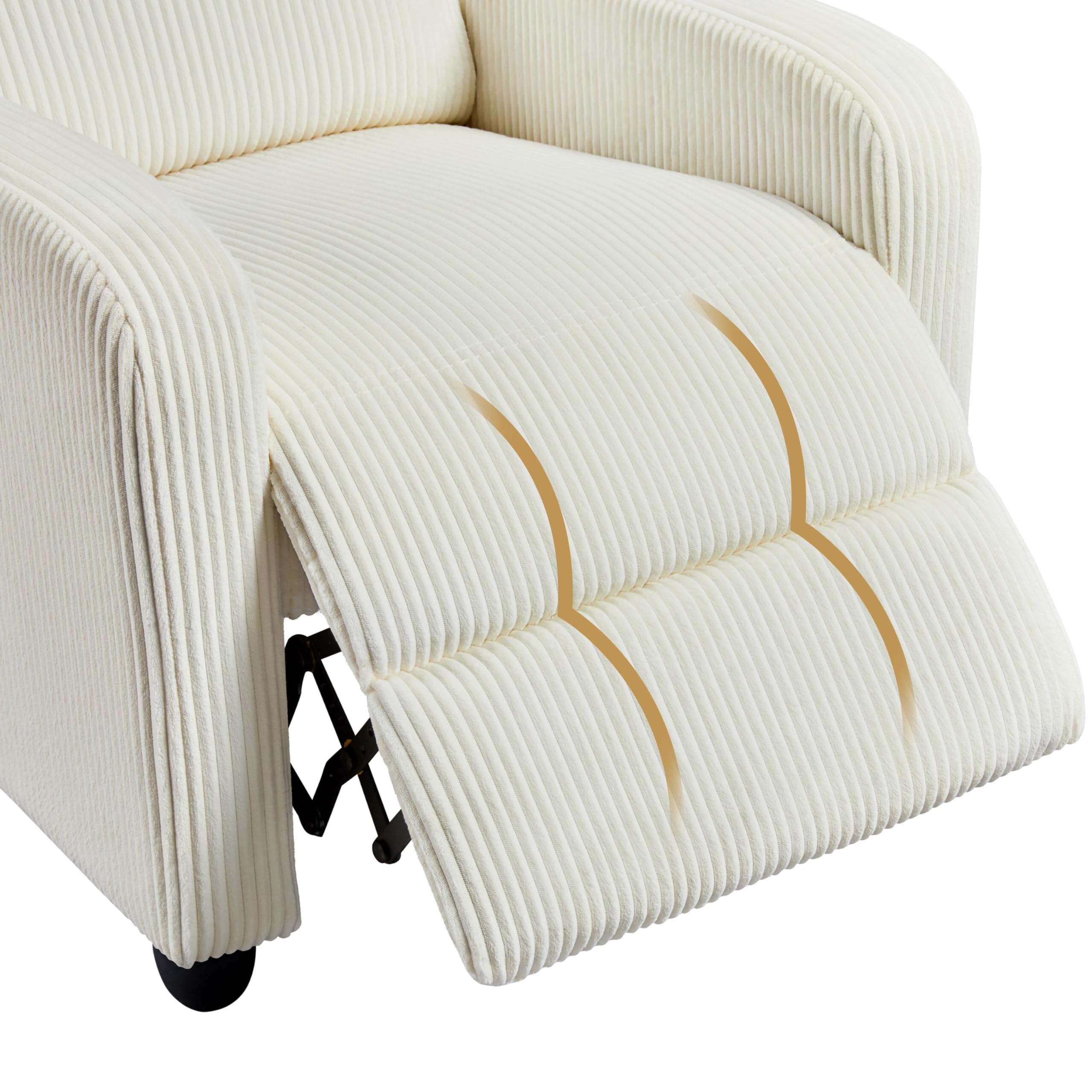 Yaheetech Recliner Armchair Single Padded Seat Boucle Fabric Sofa Lounge Home Living Room Theater Adjustable Leg Rest and Reclining Functions Ivory