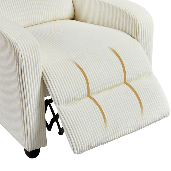 Yaheetech Recliner Armchair Single Padded Seat Boucle Fabric Sofa Lounge Home Living Room Theater Adjustable Leg Rest and Reclining Functions Ivory