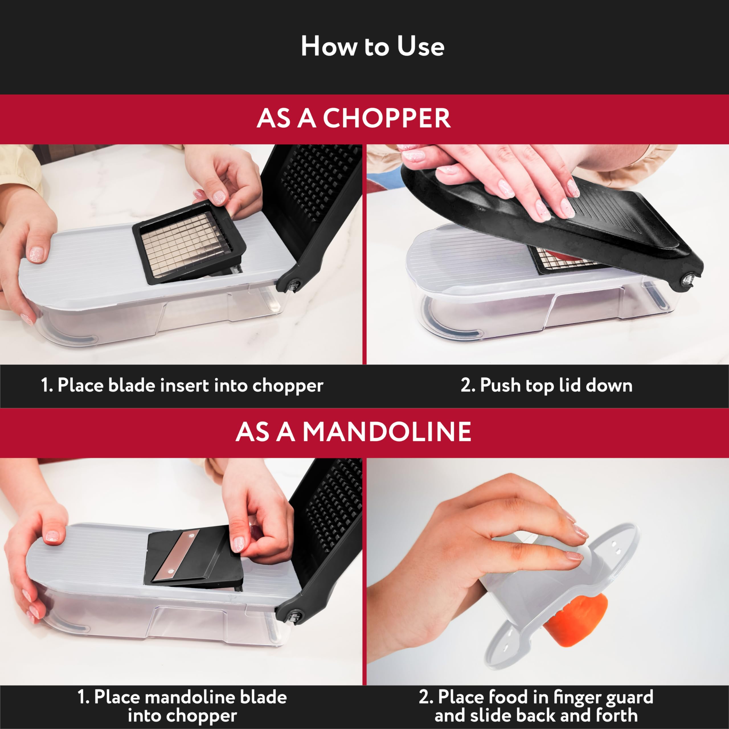 Vegetable Chopper Vegetable Cutter Mandoline Vegetable Slicer - Veggie Onion Salad Food Chopper Manual - Potato Chipper - Veg Chopper and Dicer - Kitchen Tools & Gadgets (6-in-1 Compact White)