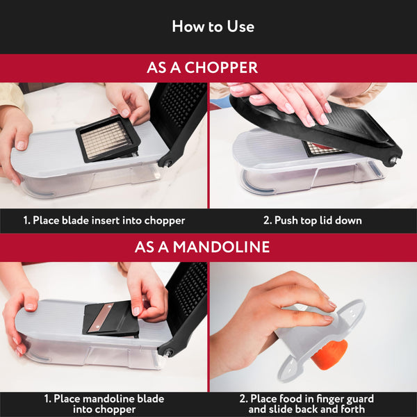 Vegetable Chopper Vegetable Cutter Mandoline Vegetable Slicer - Veggie Onion Salad Food Chopper Manual - Potato Chipper - Veg Chopper and Dicer - Kitchen Tools & Gadgets (6-in-1 Compact White)