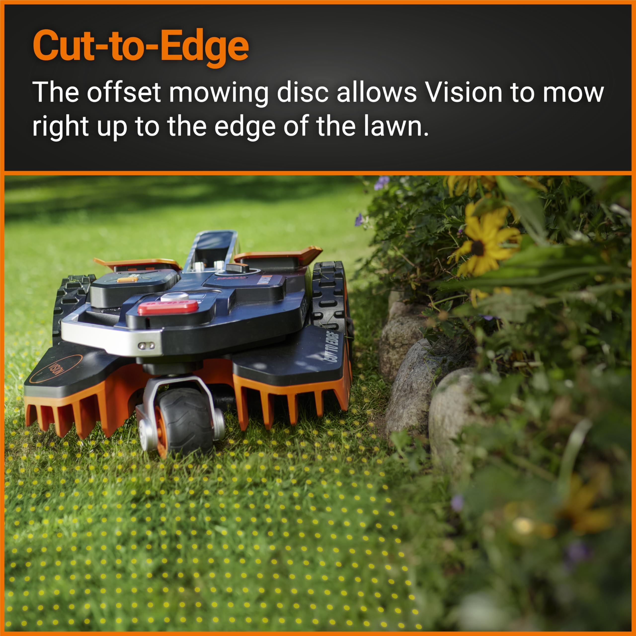 WORX WR206E Landroid Vision Robotic Lawn Mower – 600m² Patented AIA Mowing Multi-Zone, Auto Charging, 20V PowerShare Battery, Rain Sensor, Cut-to-Edge Technology, App-Controlled, Accessories Included