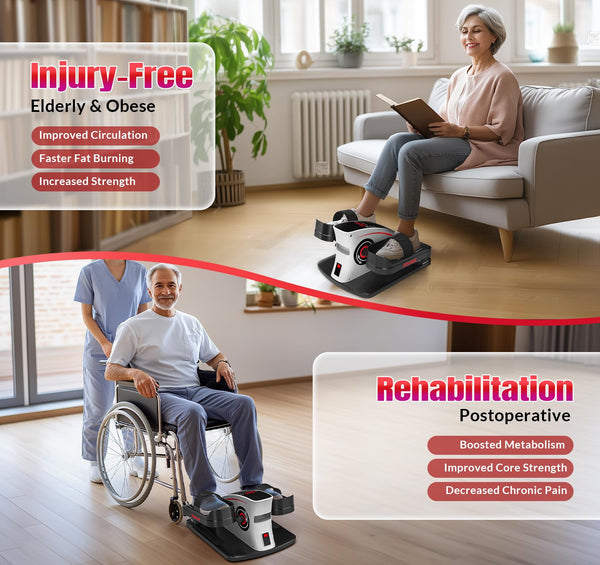 FOUSAE Elliptical Pedal Exerciser for Home, Electric Elliptical Machine for Seniors with 15 Adjustable Speed, 80W Quiet Motor & Compact Electric Pedal Exerciser with Display Monitor & Remote Control