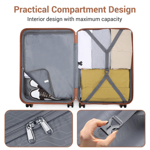 Kono Fashion Hand Luggage Lightweight ABS Hard Shell Trolley Travel Suitcase