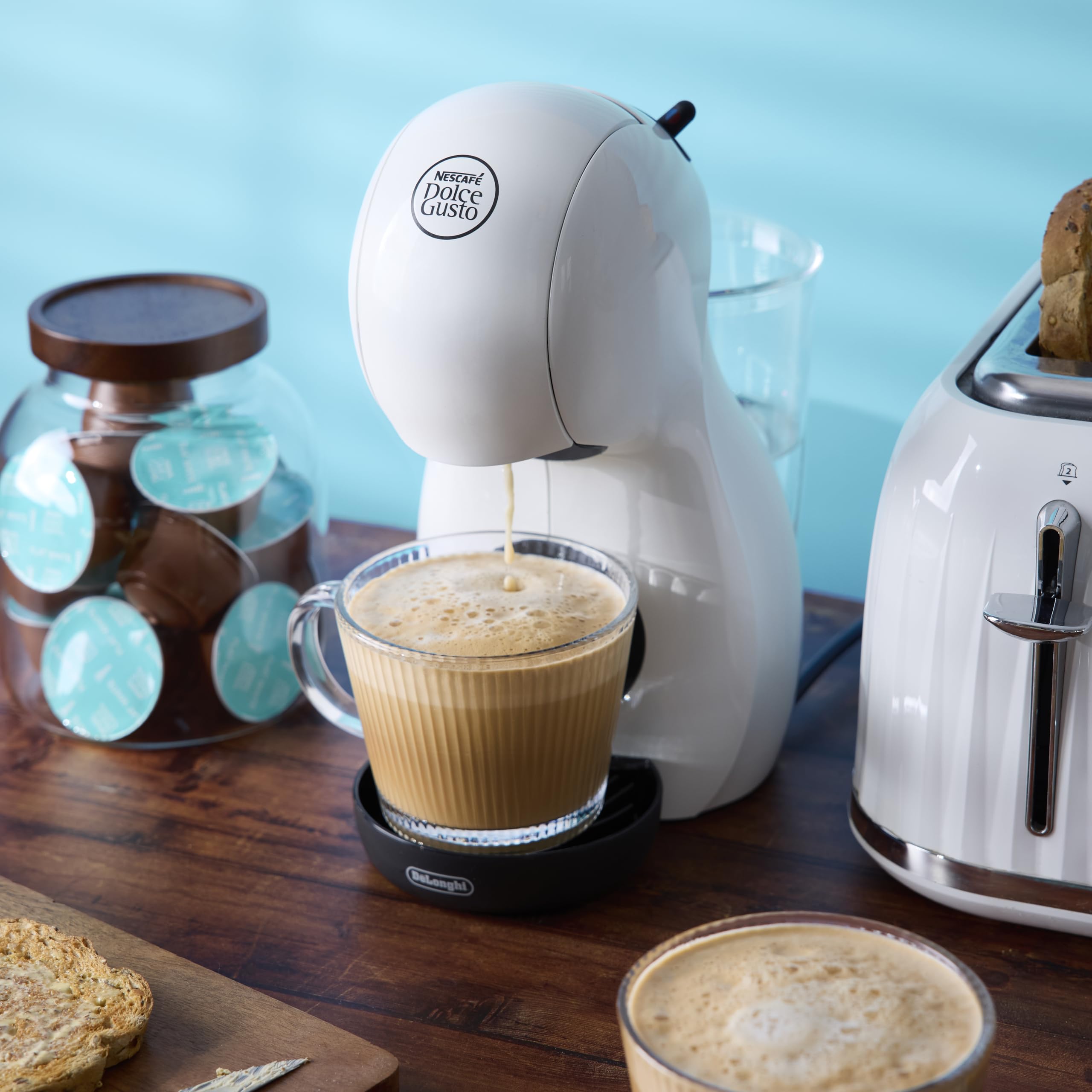 NESCAFÉ DOLCE GUSTO De'Longhi Piccolo XS Pod Capsule Coffee Machine, Espresso, Cappuccino and more, EDG210.WB, 0.8 litres, White and Black