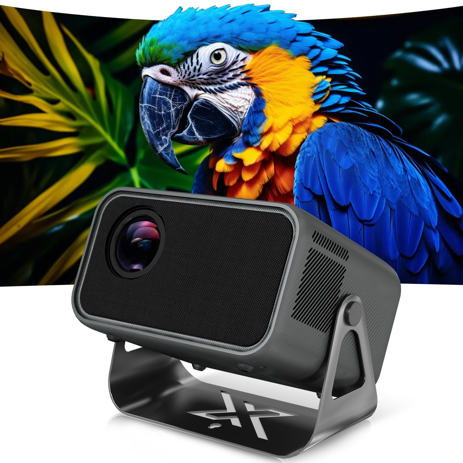 Smart 4K Projector for Bedroom with 500 ANSI Lumens, Native 1080P FHD Video Projector, Auto Focus & Keystone Correction, WIFI6 & Bluetooth5.0, Ideal for Home Cinema & Outdoors