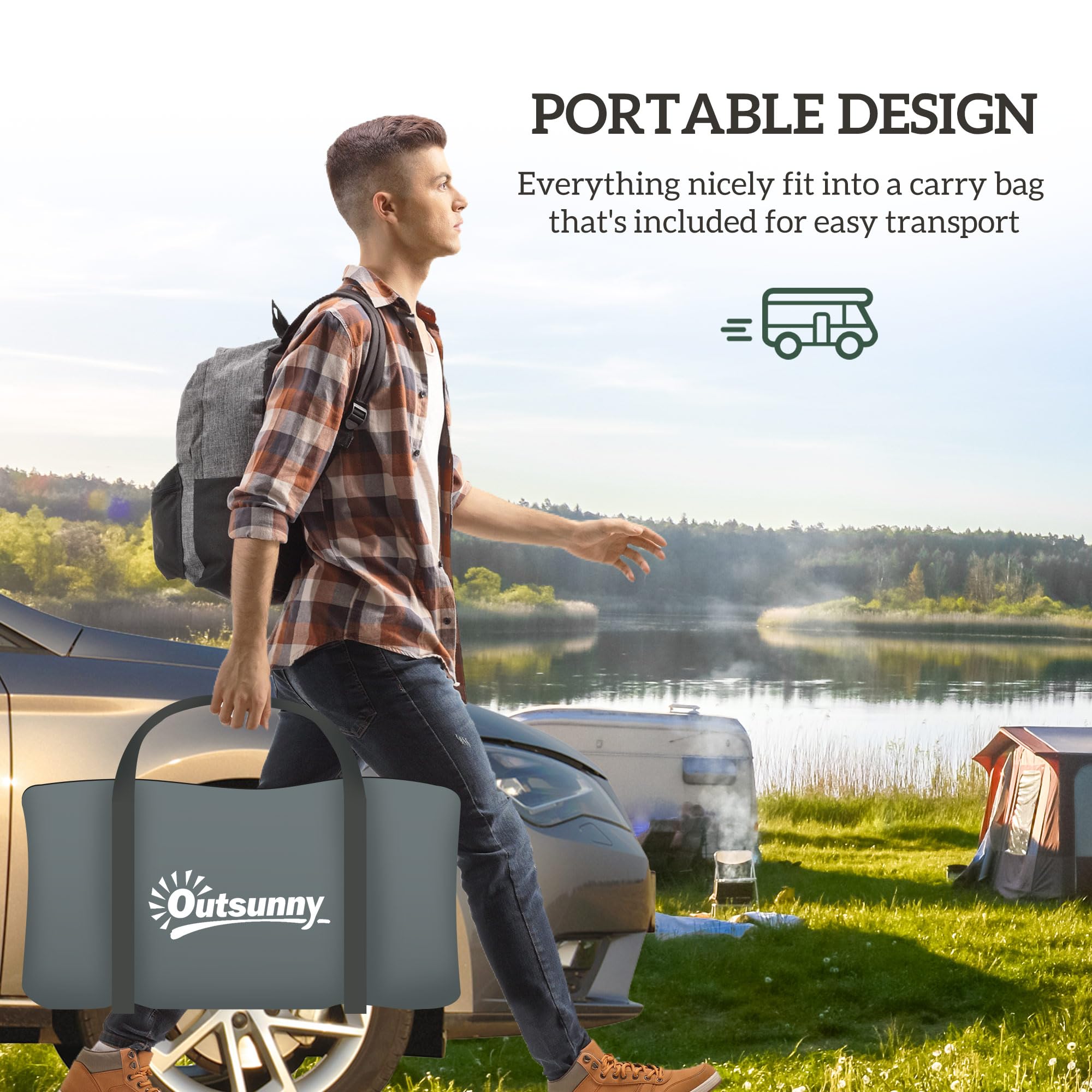 Outsunny 6-7 Man Camping Tent with 2 Rooms, 3000mm Waterproof Family Tent with Sewn in Groundsheet and Top Light Hook, Portable with Bag, for Fishing Hiking Festival