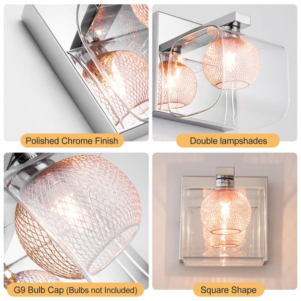 HARPER LIVING Modern Wall Lights, G9 Wall Light Inner Mesh in Copper, Wall Sconce Lamp for Living Room, Bedroom, Kitchen, Hallway