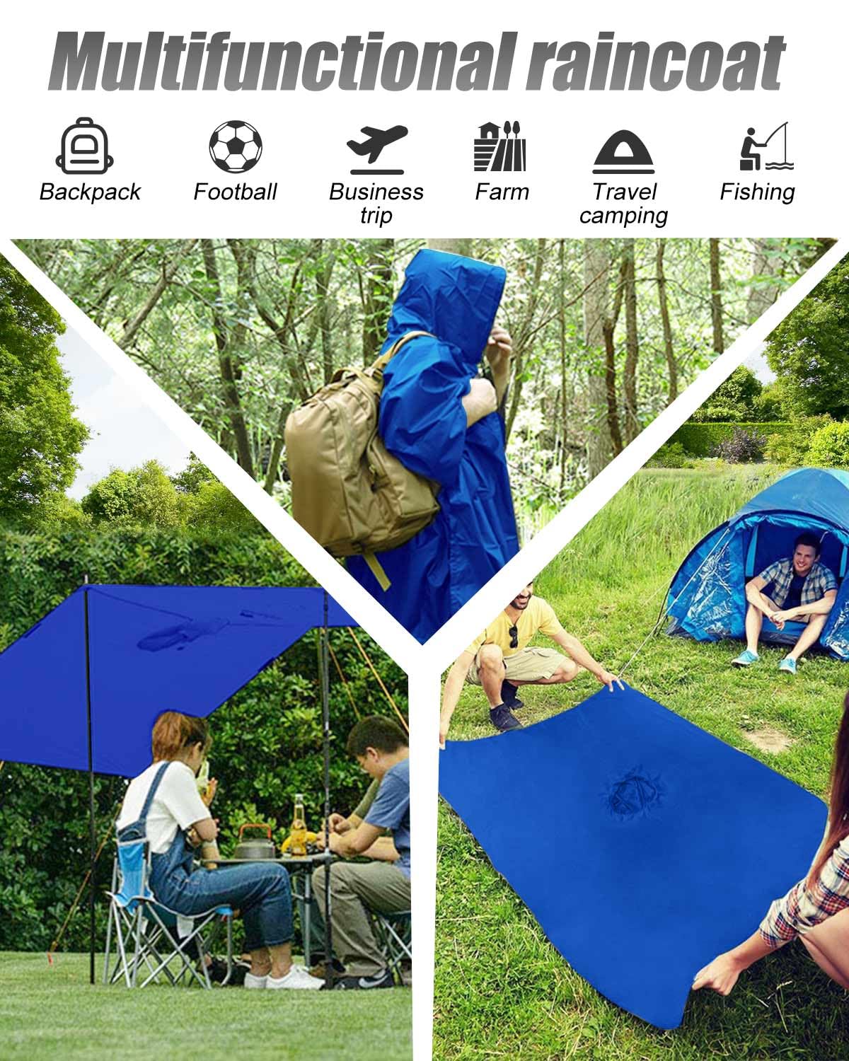 Victoper Waterproof Poncho Adult, Reusable Rain Poncho Adult Waterproof Poncho Waterproof Adult Lightweight Waterproof Raincoat for Outdoor Hiking Camping Cycling Traveling