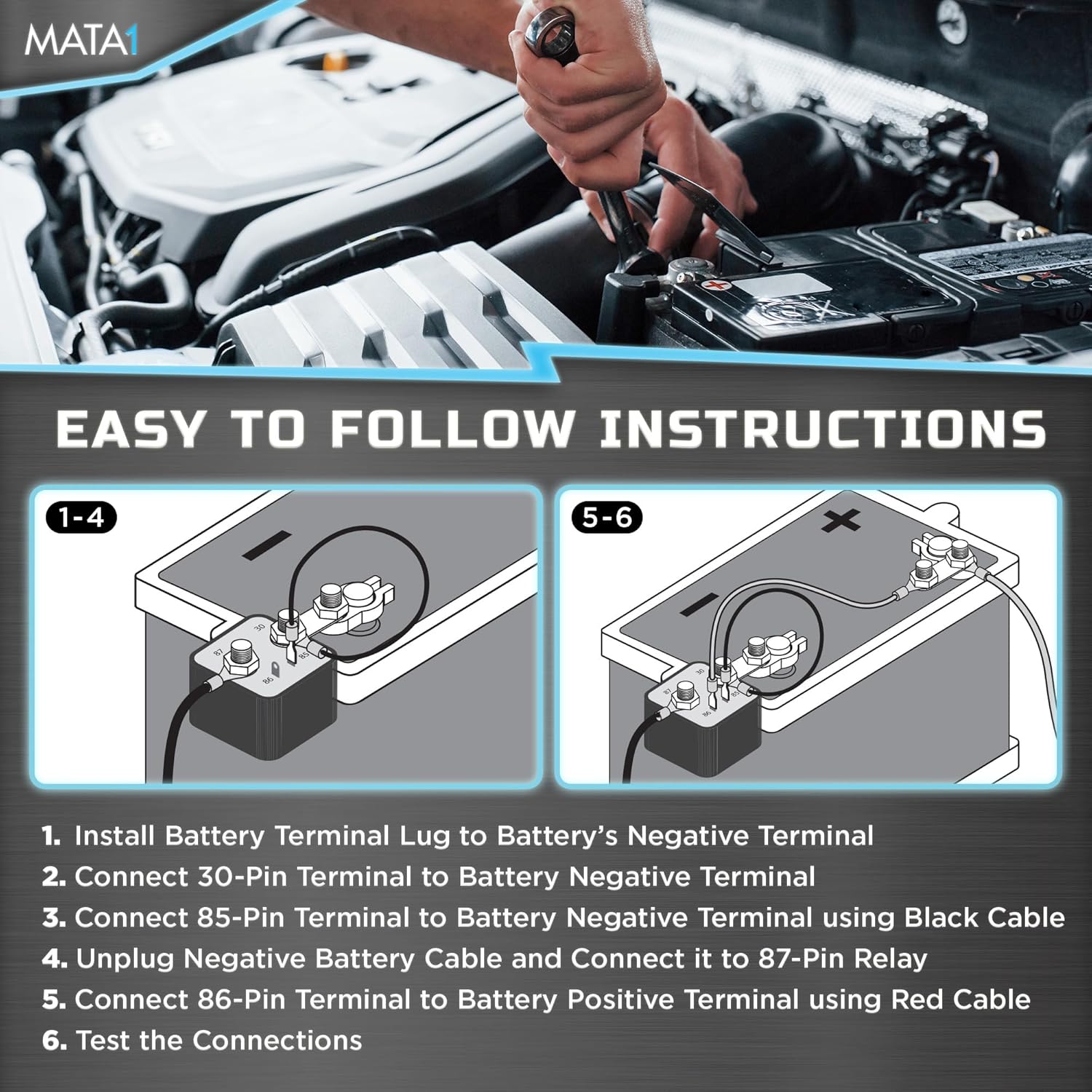 Battery Disconnect Switch - Anti-Theft Remote Car Battery Switch - Top Mount - 200 amp, 12 V - Automatic Cut Off Kill Switch