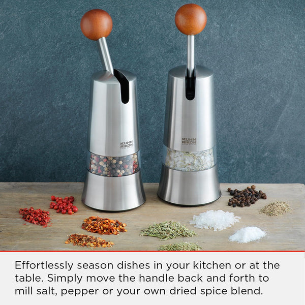 Kuhn Rikon Epicurean Ratchet Grinder for Salt, Pepper, Spices. Stainless Steel Spice Grinder (Coarse  Fine). Black Pepper Grinder Mill. Salt Grinder