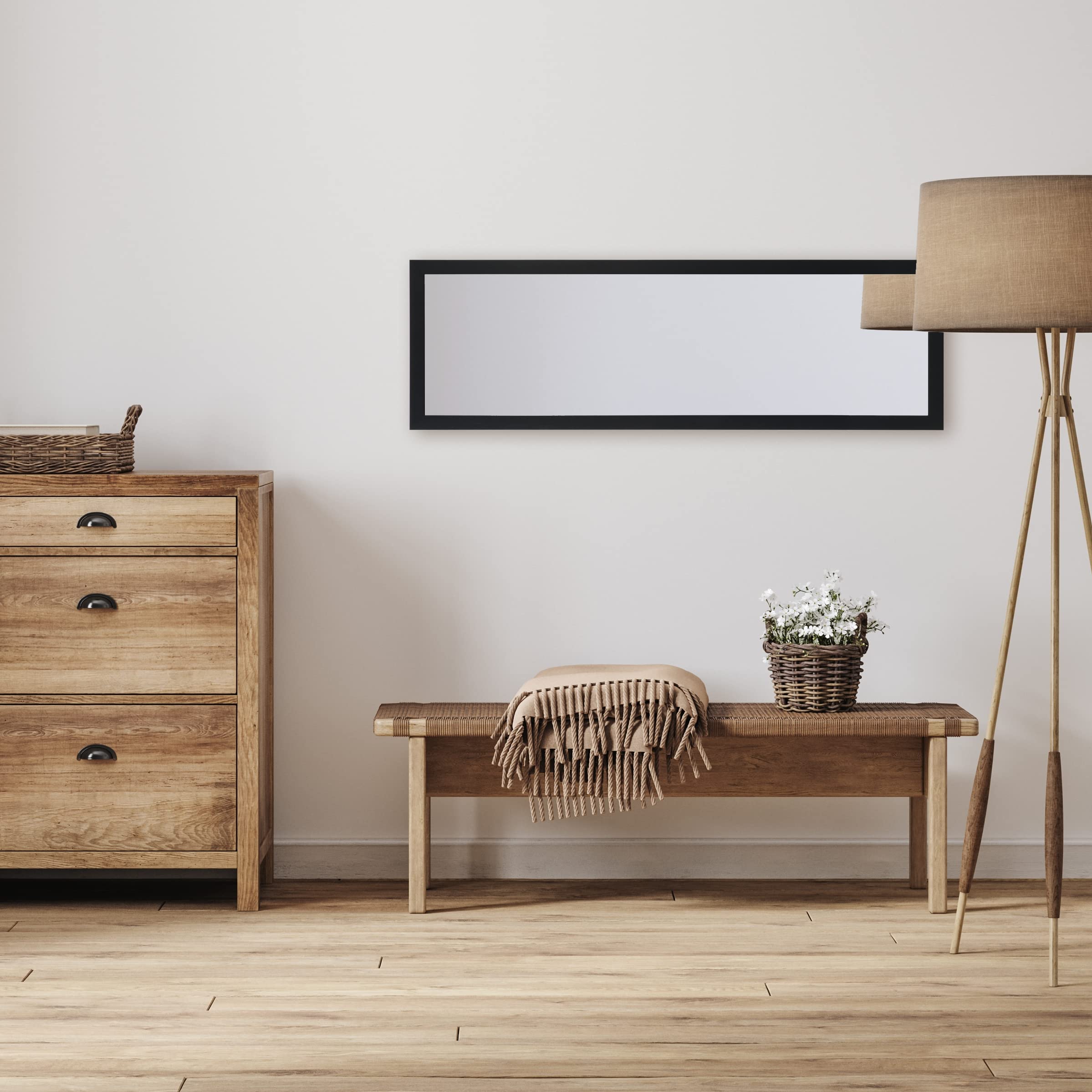 Home Selections Wooden Full Length Wall Mounted Mirror - Black - 35x110cm