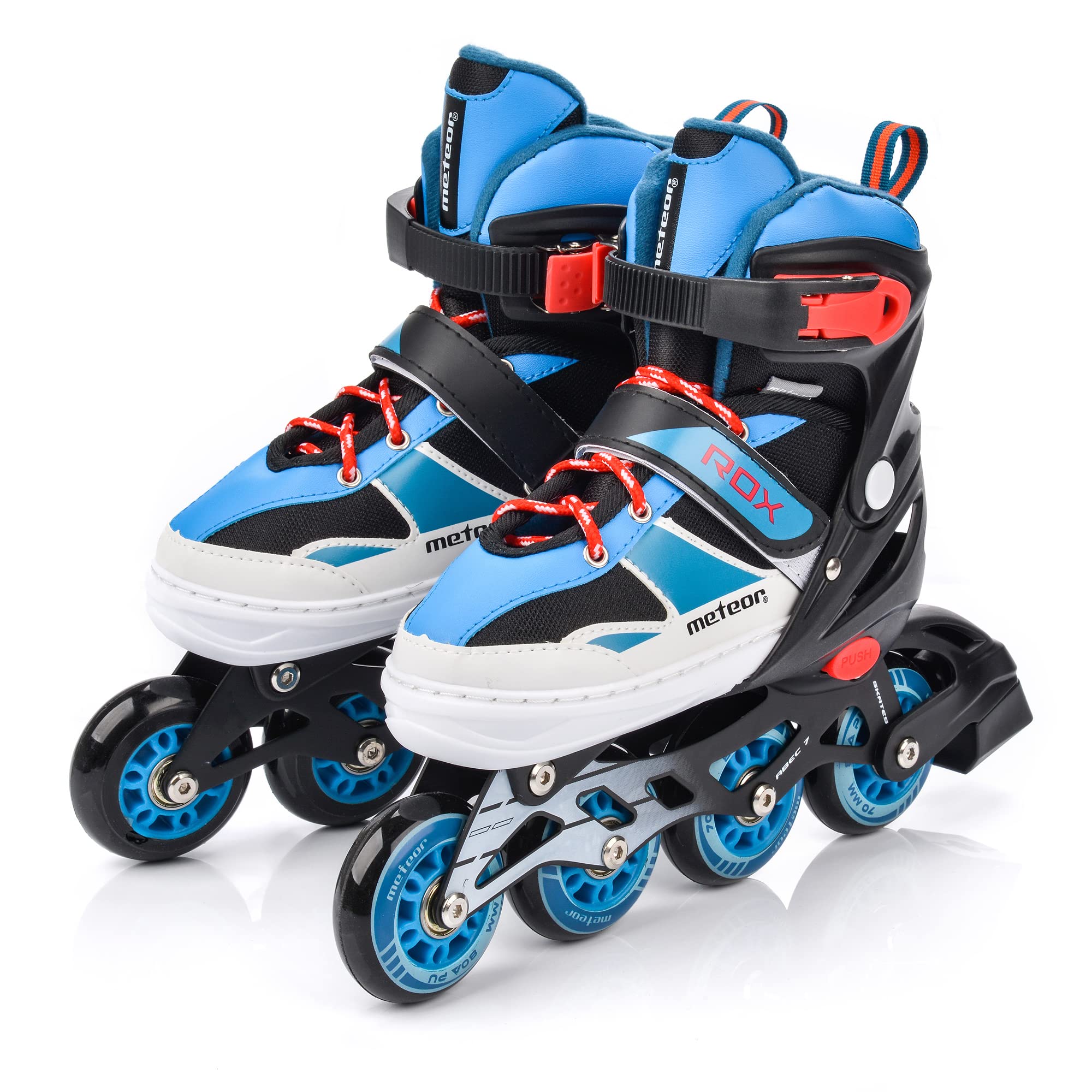 meteor Inline Skates Children's Kids Inliners Roller Skates Roller Blades ABEC 7 Carbon Children's Inline Skates Adjustable Shoe Size (Blue, S 30-33)