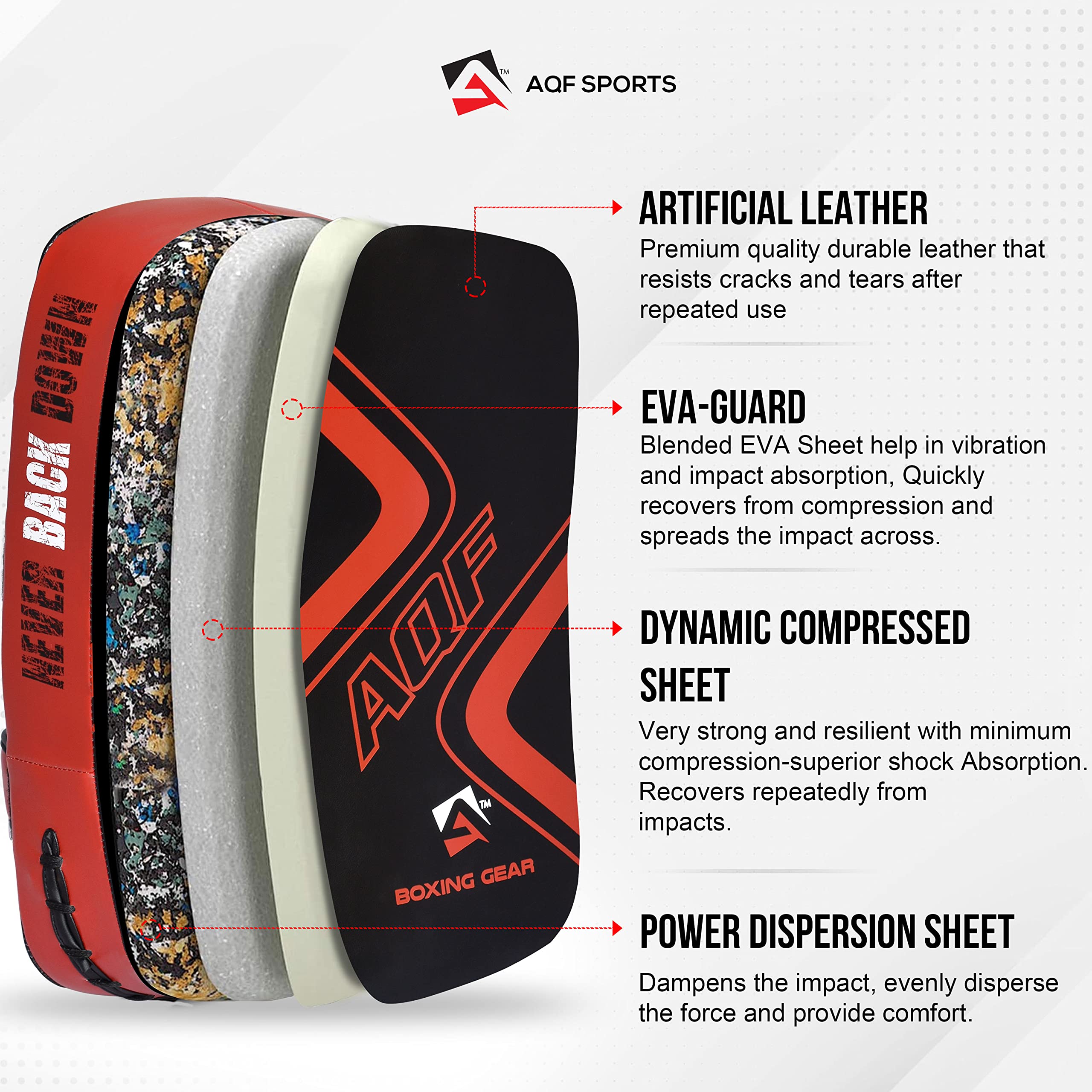 AQF Thai Kick Boxing Strike Curved Arm Pad MMA Focus Punch Shield Mitt - PRO Curved Pads Boxing Karate Training Equipment Muay Thai Hook & Jab Arm