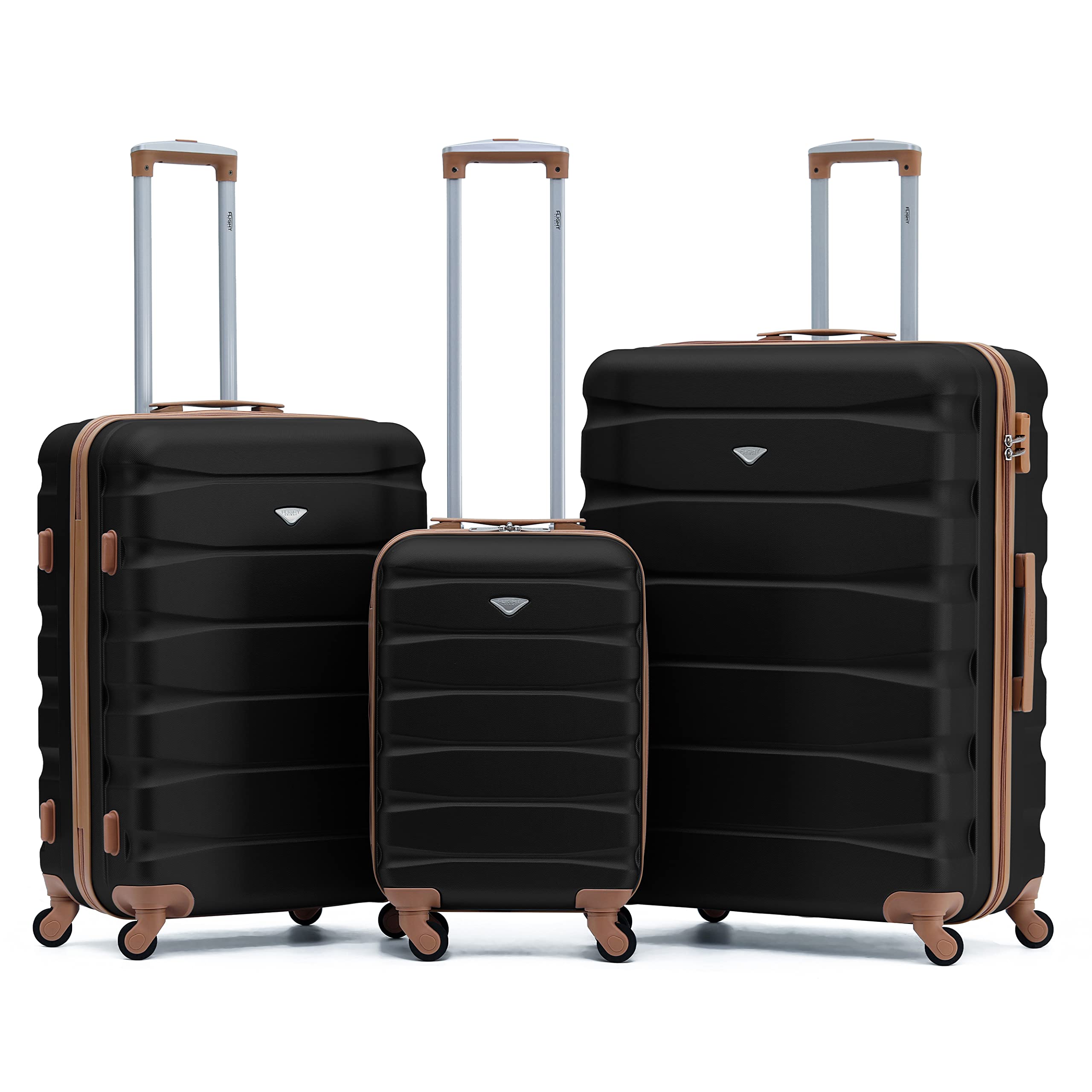 Flight Knight Set of 3 Lightweight 4 Wheel ABS Hard Case Suitcases Cabin & Hold Luggage Options Approved for Over 100 Airlines Including easyJet, British Airways, Ryanair, Jet2 & Many More