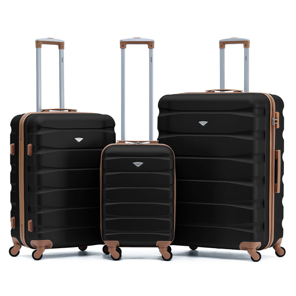 Flight Knight Set of 3 Lightweight 4 Wheel ABS Hard Case Suitcases Cabin & Hold Luggage Options Approved for Over 100 Airlines Including easyJet, British Airways, Ryanair, Jet2 & Many More