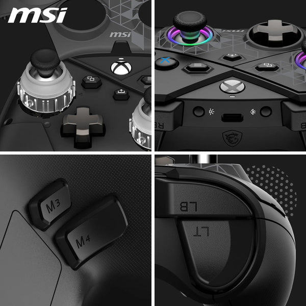MSI FORCE GC20 V2 WHITE Wired PC Gamepad Controller - Interchangeable D-Pad Covers, Dual Vibration Motors, USB 2.0 - Wired