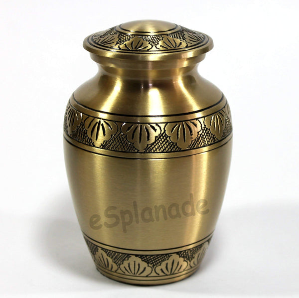 eSplanade Brass Cremation Urn - Memorial Container Jar Pot | Metal Burial Urn (Bronze)