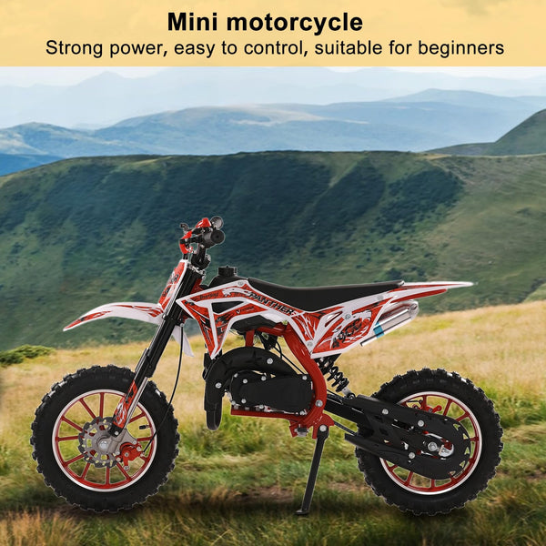 gihusrzx 50cc Dirt Bike for Adults & Kids, 2-Stroke Mini Bike Gas Powered Off Road Trail Motorcycles with Speeds up to 25 MPH, 330IBS Motorbike for Uphill and Off-Road Conditions for Youth Riders Red