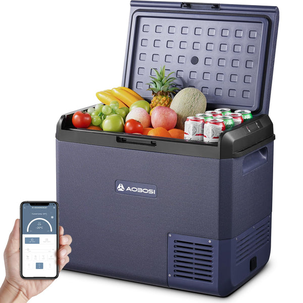 AAOBOSI 25L Car Fridge Freezer, IPX4 Waterproof Portable Compressor Camping Fridge 12V/240V, -20°C to 20°C – Ideal for Campervan, Car, Truck, Boat, Motorhome, Travel, Picnic